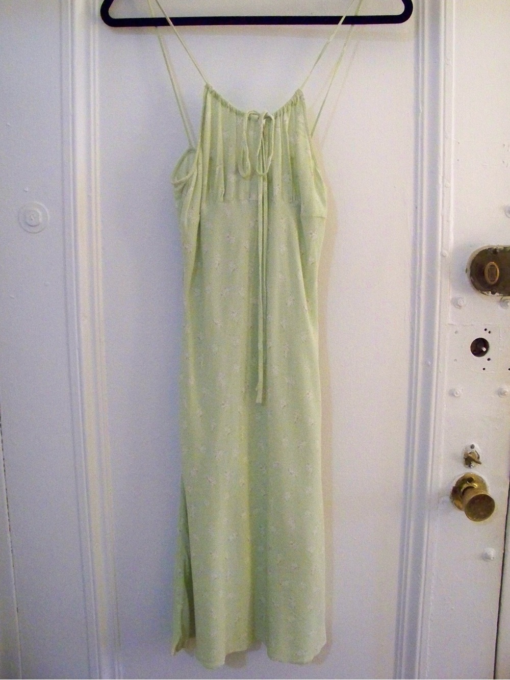 Rouje Pale Green Spaghetti Strap Mini Dress